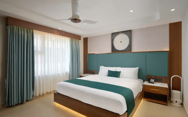 Deluxe king guest room with king bed