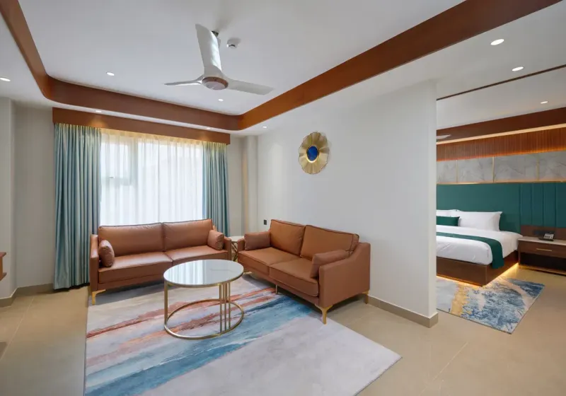 Suite with separate living area and bedroom