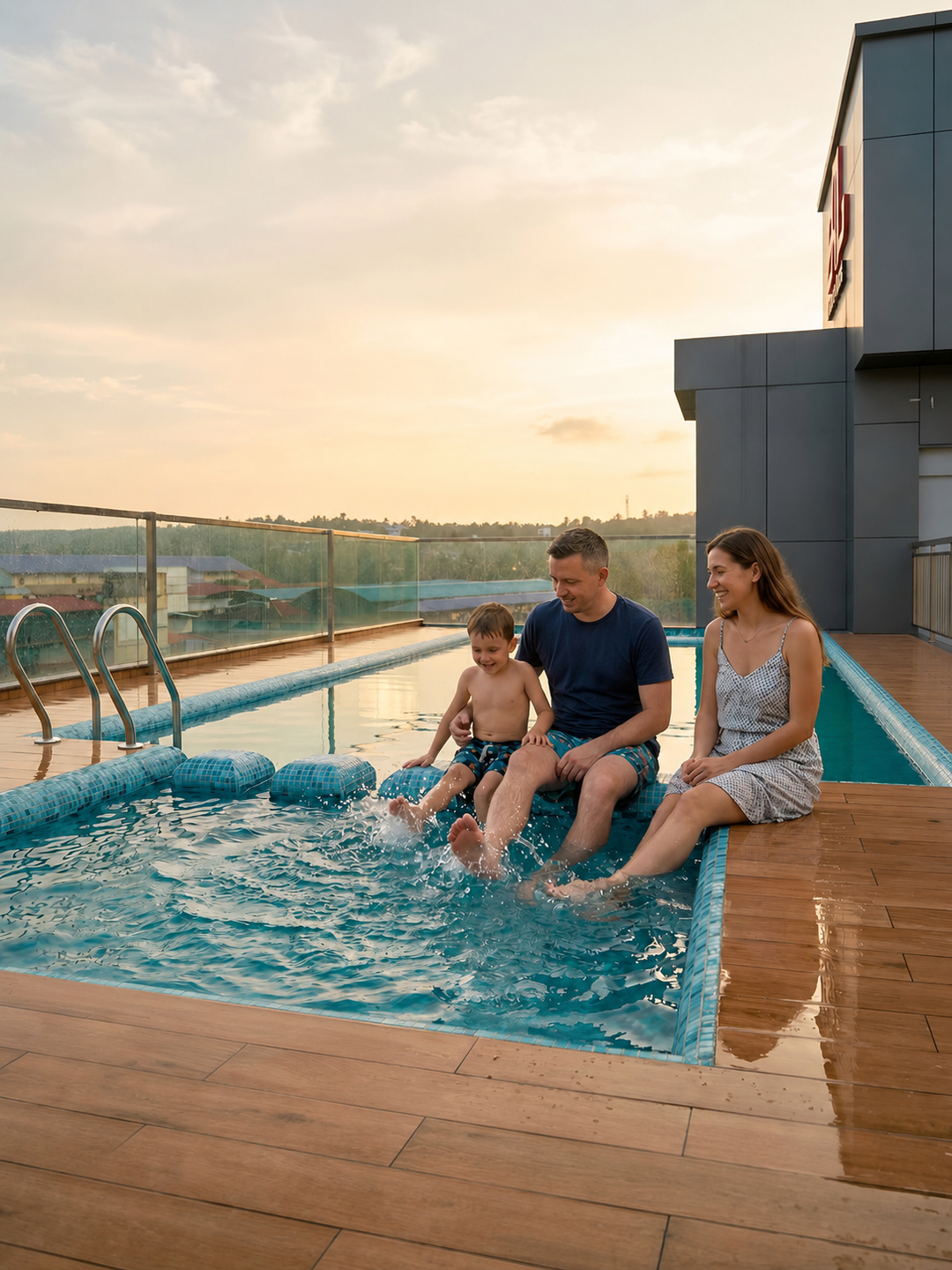 Rooftop swimming pool at Kowju Airport Hotel