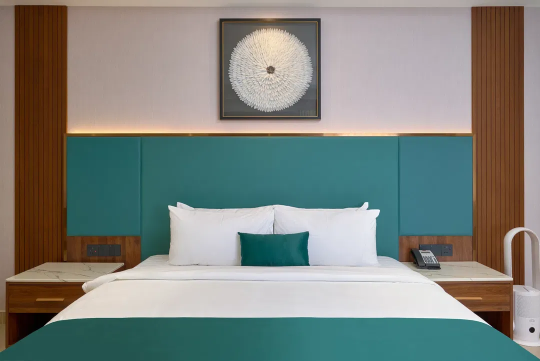 Premium King room interior with seating area