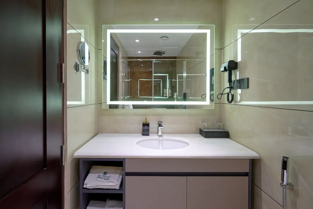 Premium King room wide interior view